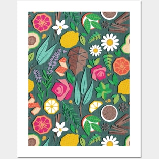 Aromatherapy essentials // pattern // green background Posters and Art